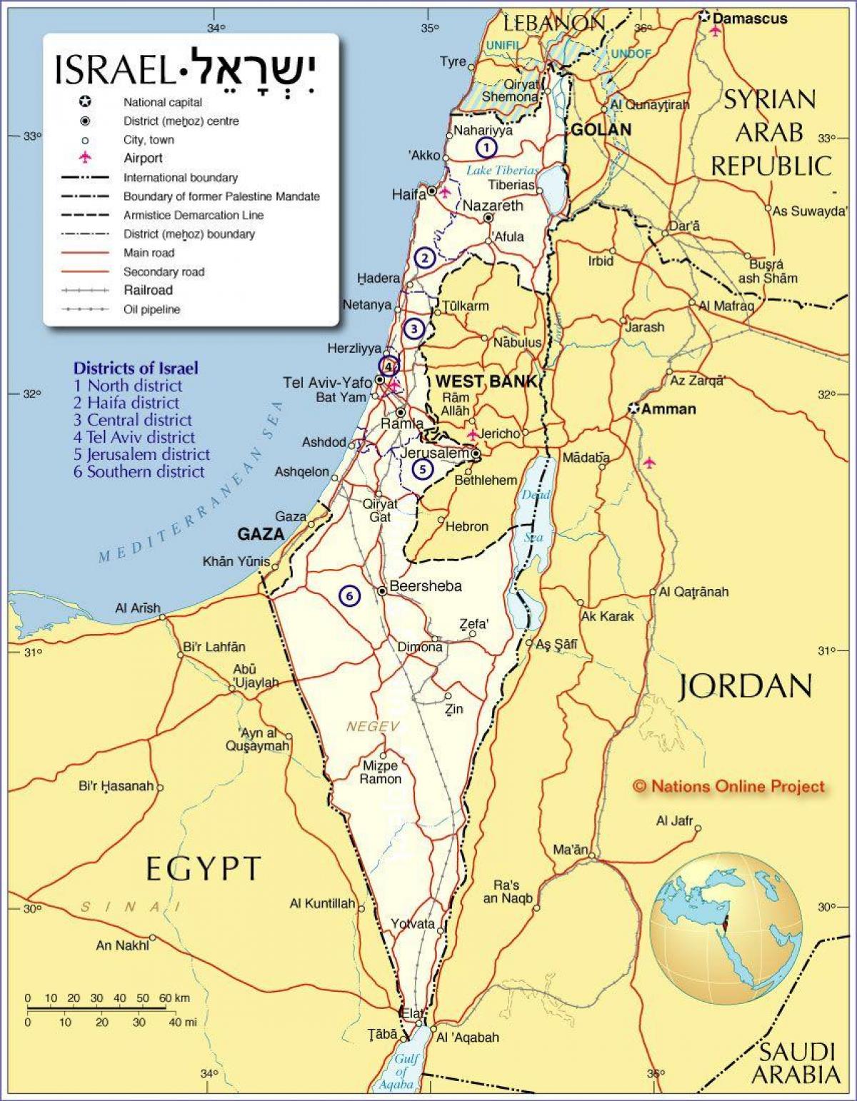israël carte des régions
