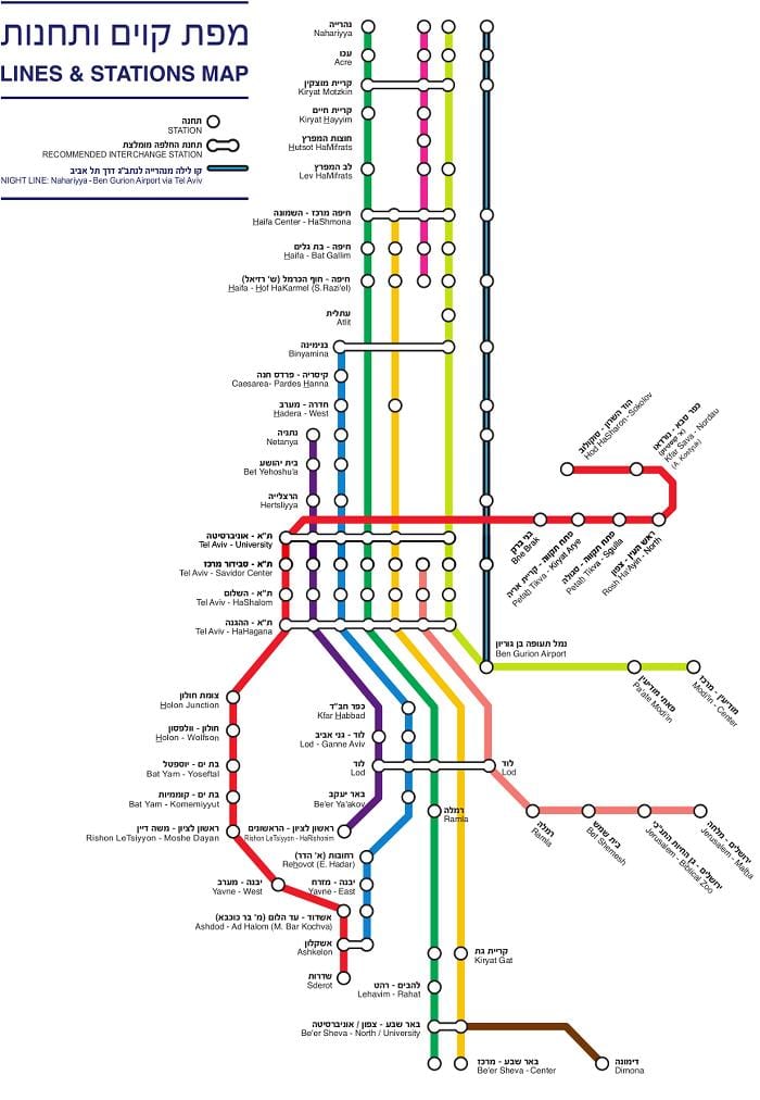 carte d'israël train