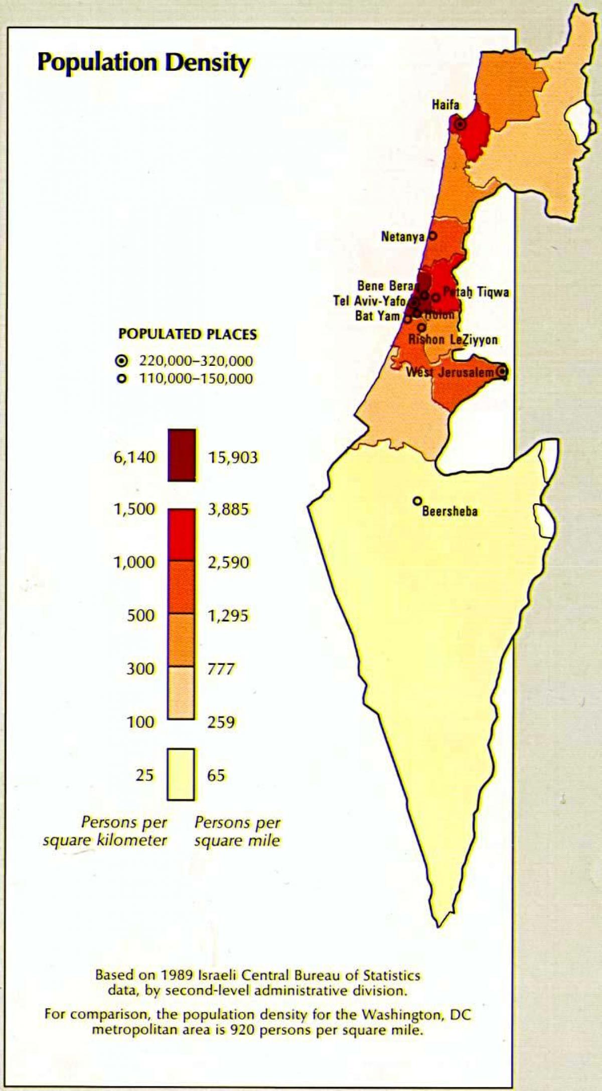 carte d'israël de la population