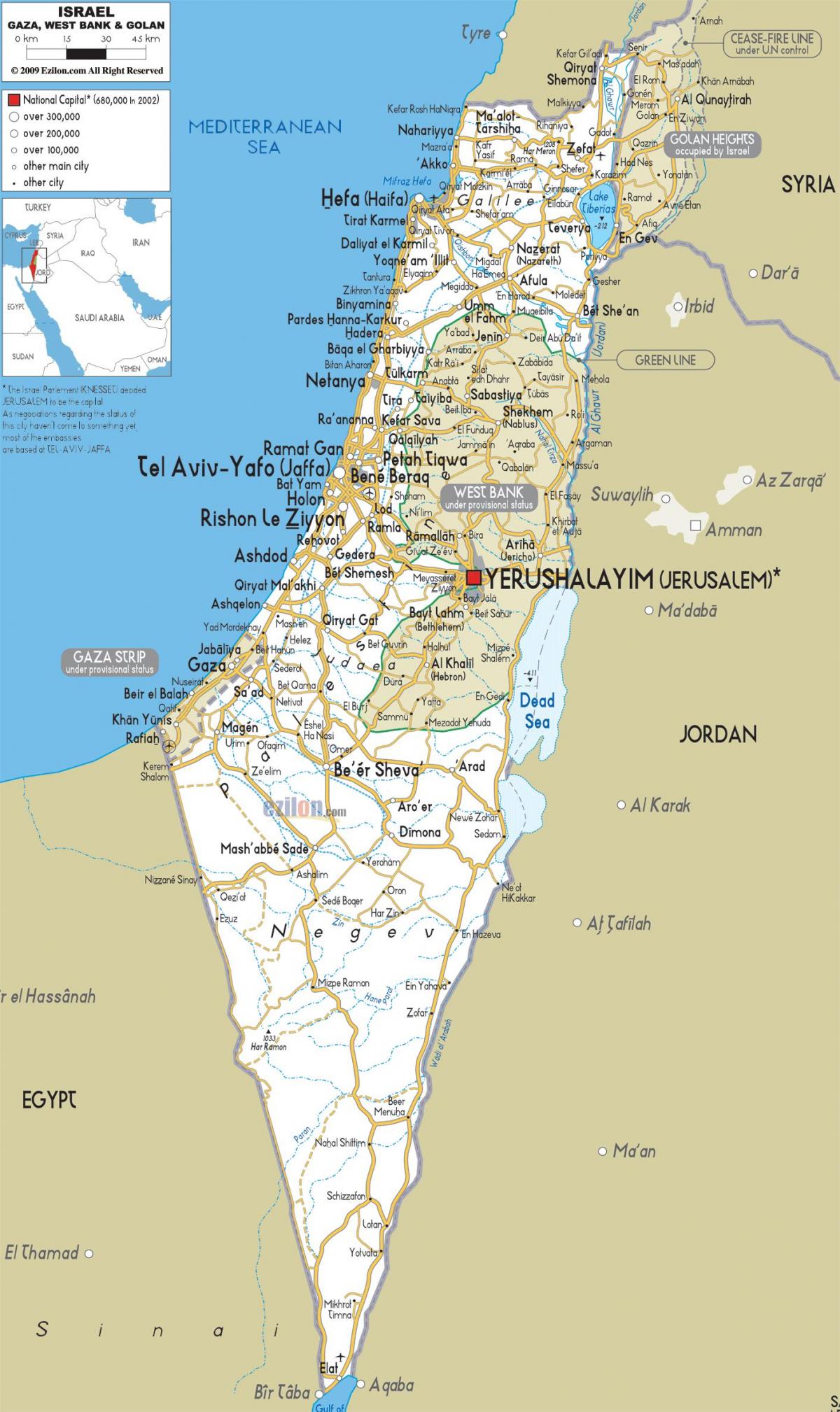 carte d'israël routes