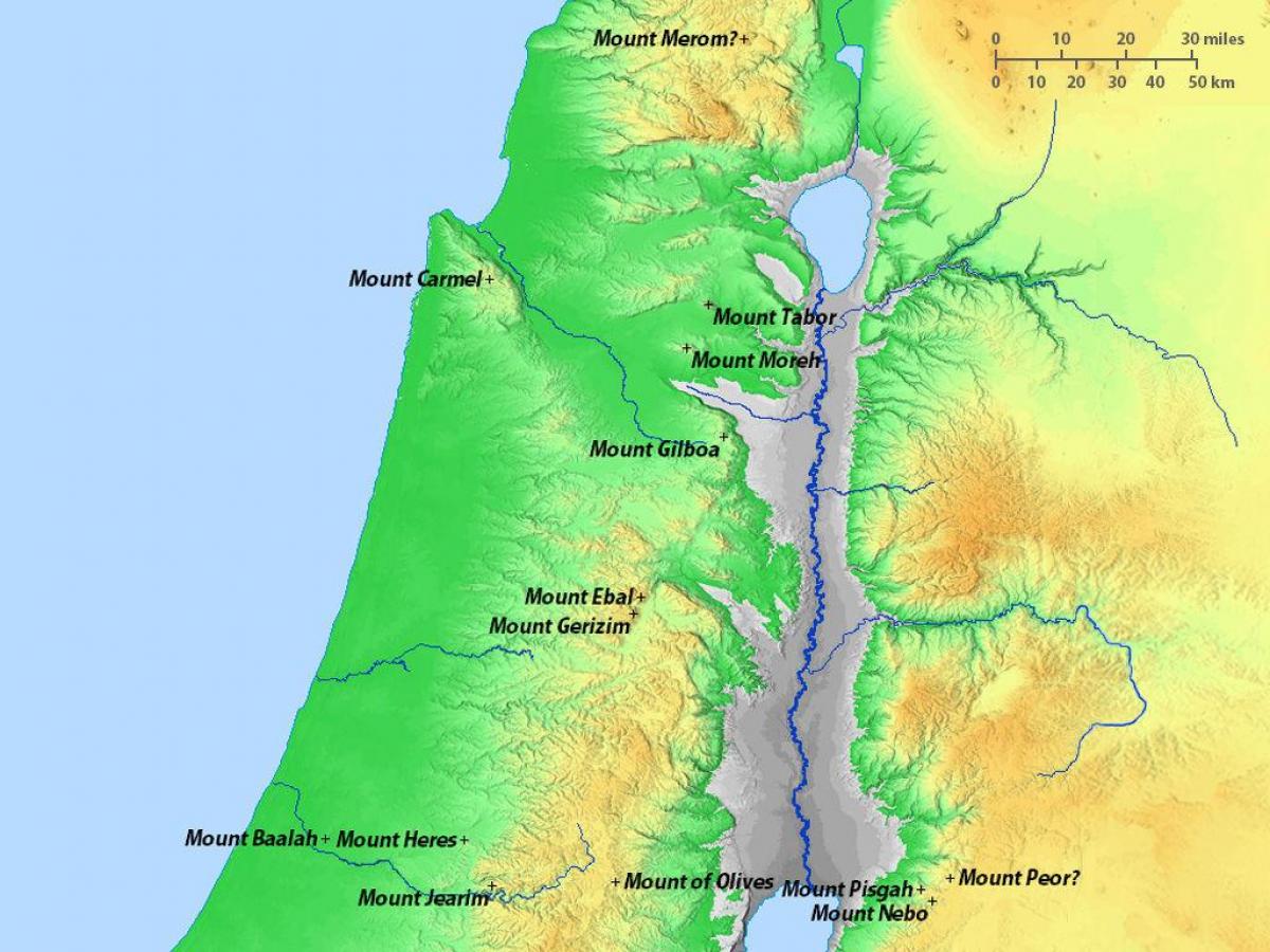 carte d'israël montagnes